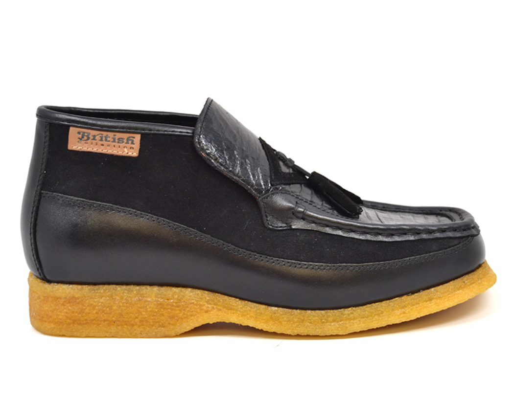 British Walkers Classic Men's Limited Edition Black Snake Skin and Leather Slip On Shoes view 2
