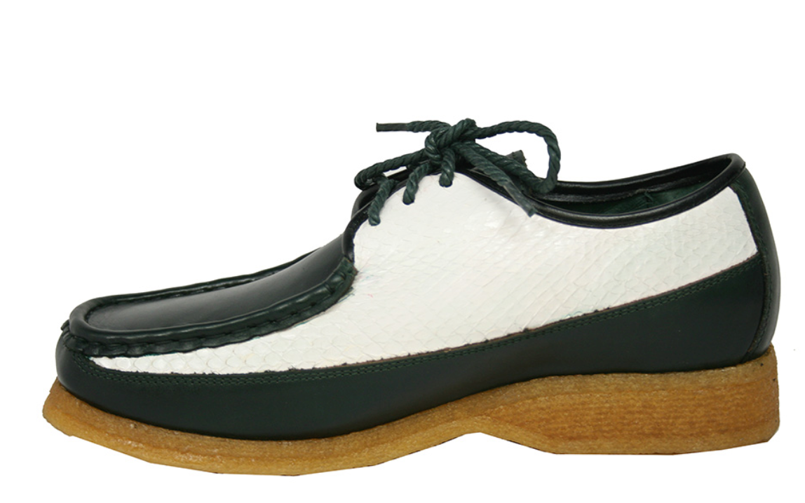 British Walkers Crown 2 Men's Dark Green and White Snake Skin Lace Up Shoes view 4