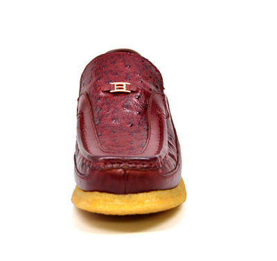 British Walkers Power 2 Men's Custom Burgundy Ostrich Leather Slip On Shoes view 2