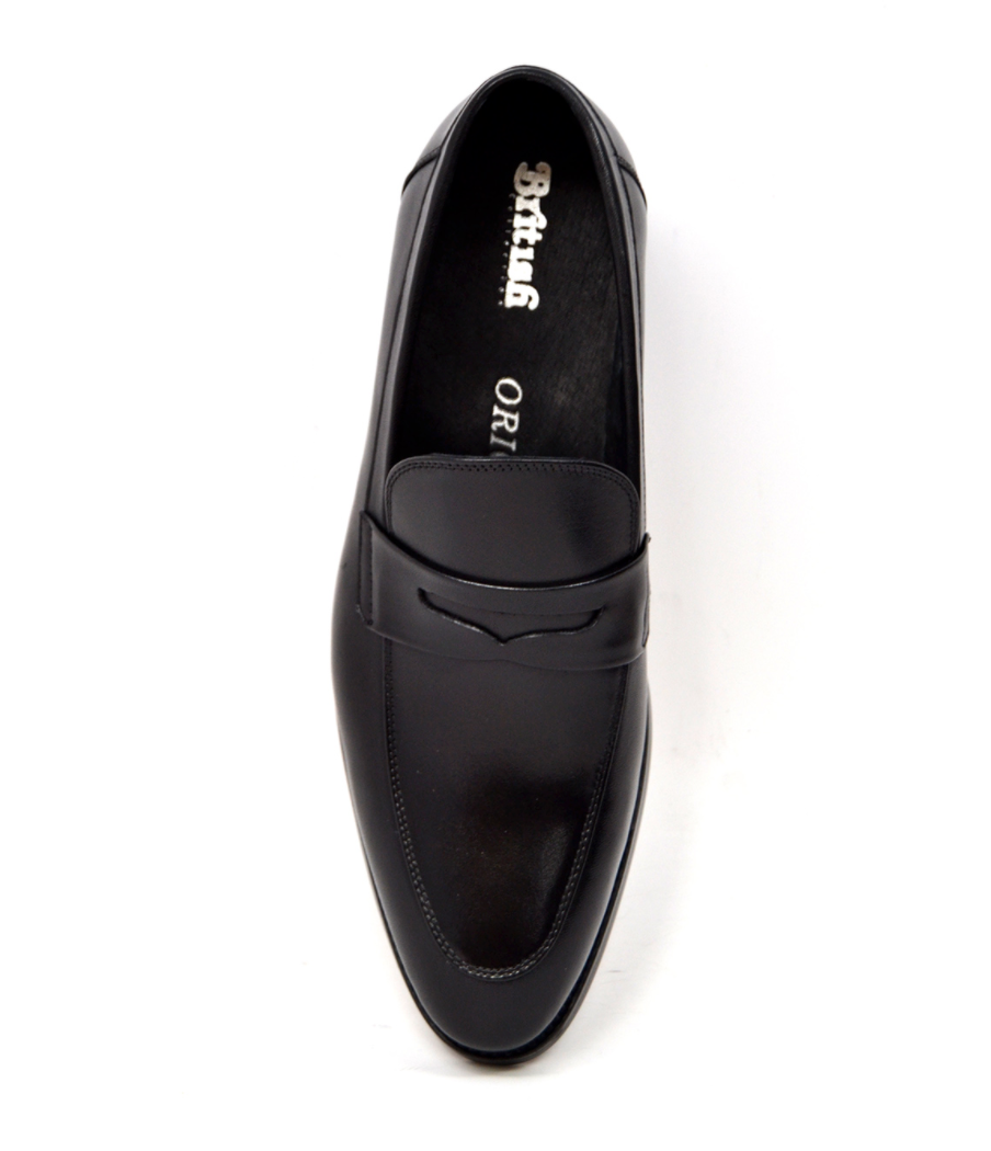 British Walkers Berlin Men's Sleek Black Leather Slip On Dress Shoes view 7