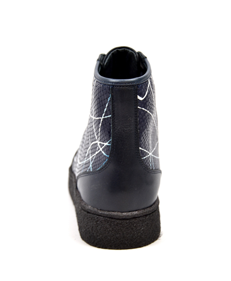 British Walkers Extreme Men's Navy Leather High Top Shoes with Linear Design view 5
