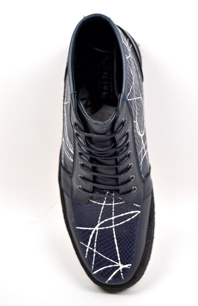 British Walkers Extreme Men's Navy Leather High Top Shoes with Linear Design view 6
