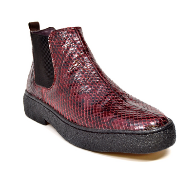 British Walkers Soho Men's Limited Edition Burgundy Snake Skin Slip On Shoes view 3