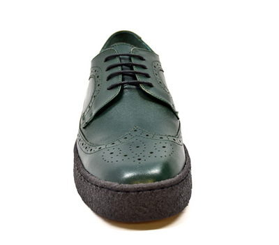 British Walkers Playboy Wingtip Men's Low Cut Hunter Green Leather Shoes view 2