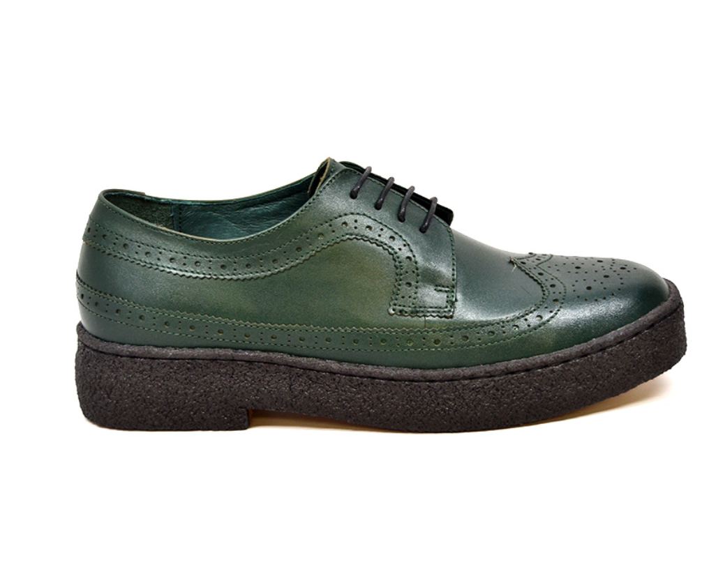 British Walkers Playboy Wingtip Men's Low Cut Hunter Green Leather Shoes view 4