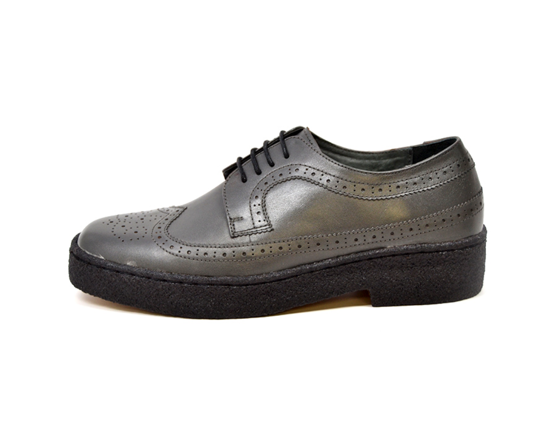 British Walkers Playboy Wingtip Men's Low Cut Dark Gray Leather Shoes view 2