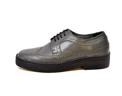 British Walkers Playboy Wingtip Men's Low Cut Dark Gray Leather Shoes view 2