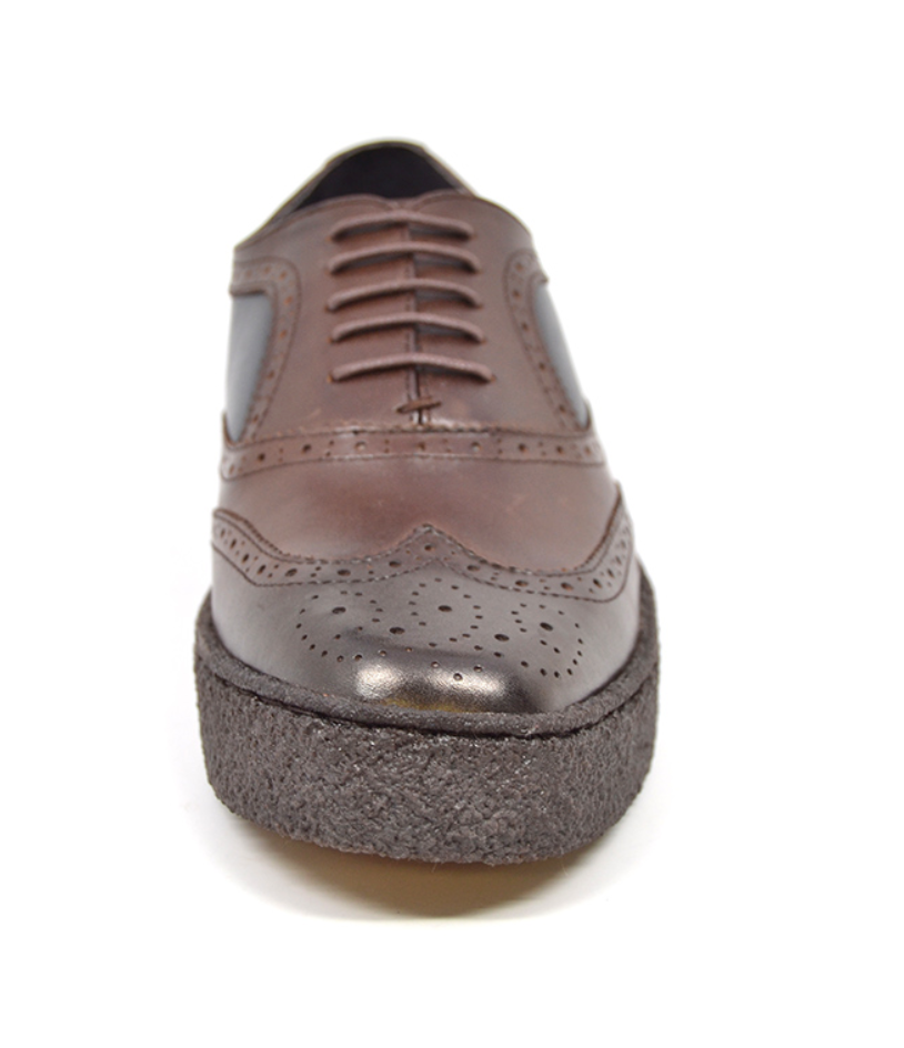 British Walkers Playboy Wingtip Men's Low Cut Navy and Brown Leather Shoes view 2