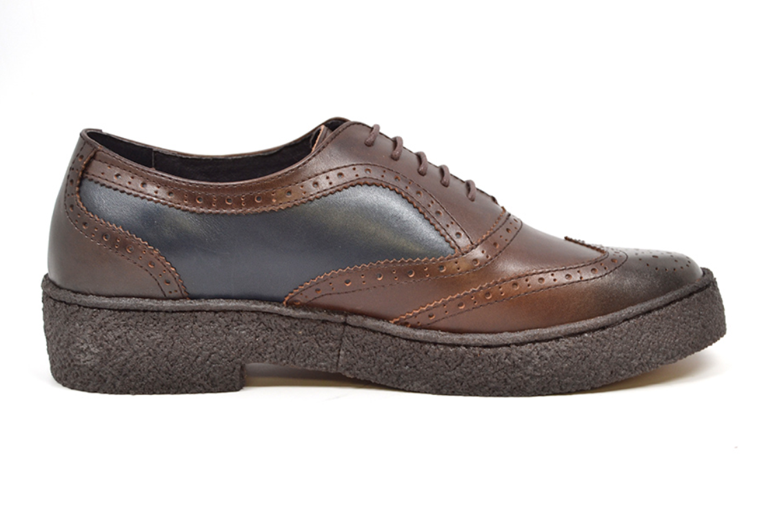 British Walkers Playboy Wingtip Men's Low Cut Navy and Brown Leather Shoes view 3