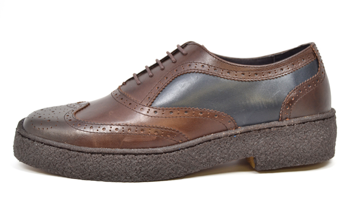 British Walkers Playboy Wingtip Men's Low Cut Navy and Brown Leather Shoes view 4