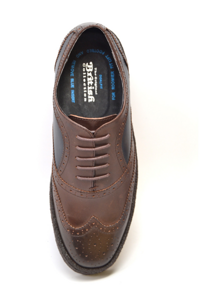 British Walkers Playboy Wingtip Men's Low Cut Navy and Brown Leather Shoes view 5