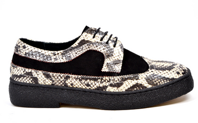 British Walkers Playboy Wingtip Men's Low Cut Black Suede and Python Shoes view 3