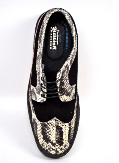 British Walkers Playboy Wingtip Men's Low Cut Black Suede and Python Shoes view 5