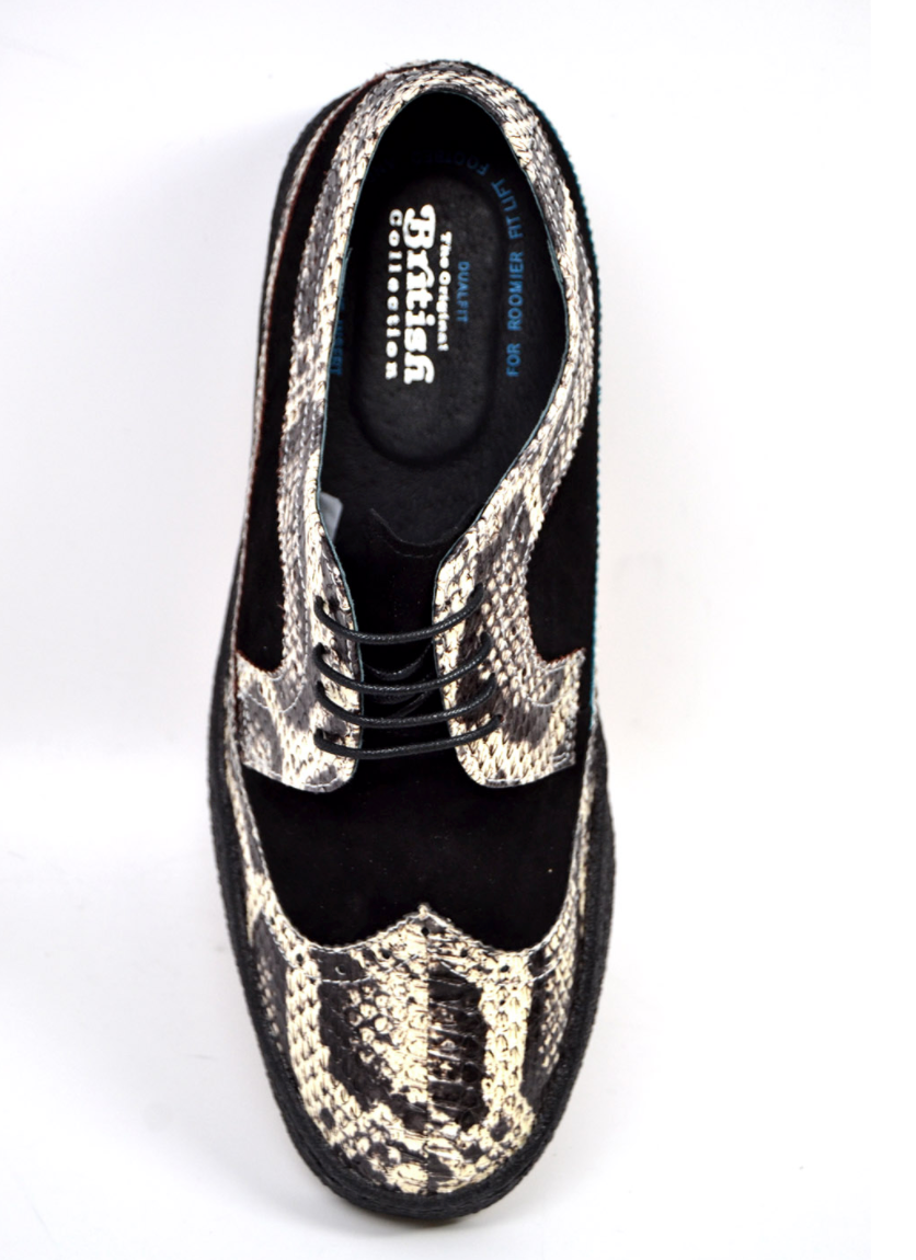 British Walkers Playboy Wingtip Men's Low Cut Black Suede and Python Shoes view 5