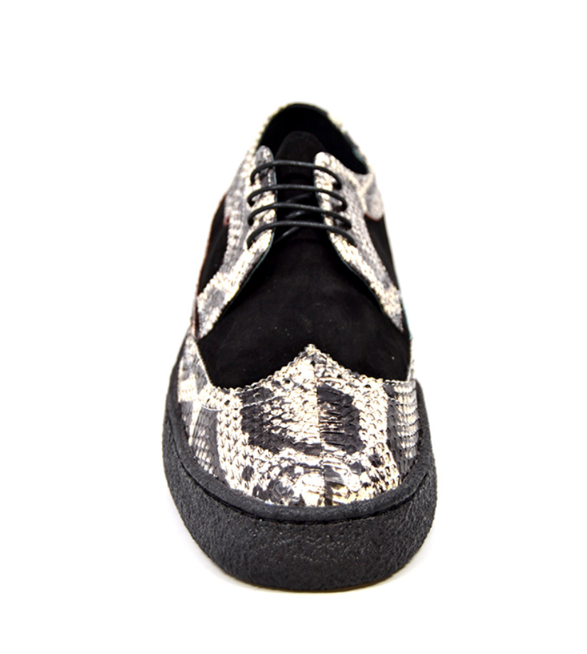 British Walkers Playboy Wingtip Men's Low Cut Black Suede and Python Shoes view 6