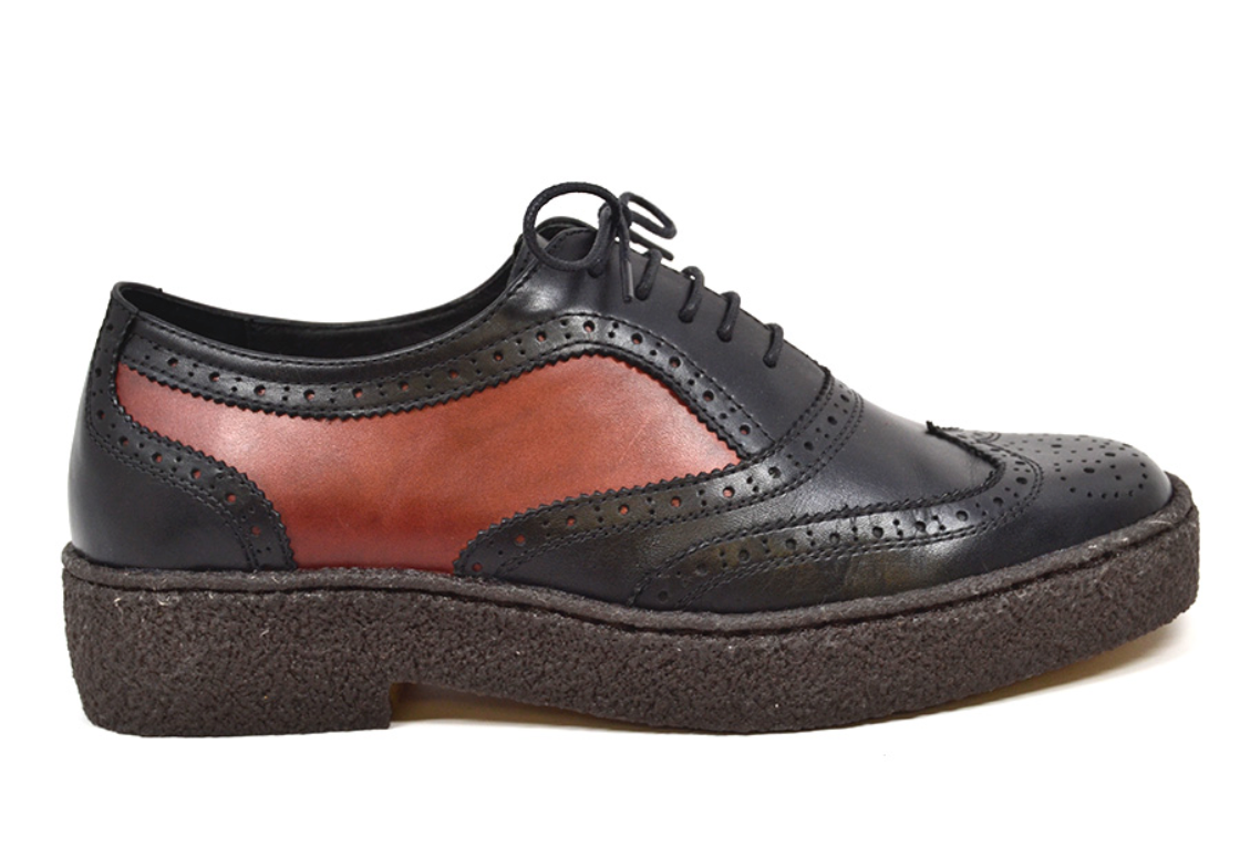 British Walkers Playboy Wingtip Men's Low Cut Rust and Black Leather Shoes view 2