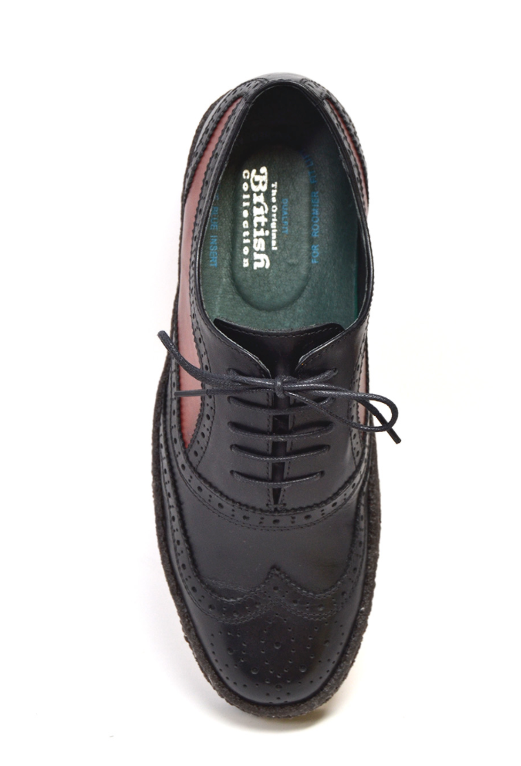 British Walkers Playboy Wingtip Men's Low Cut Rust and Black Leather Shoes view 5