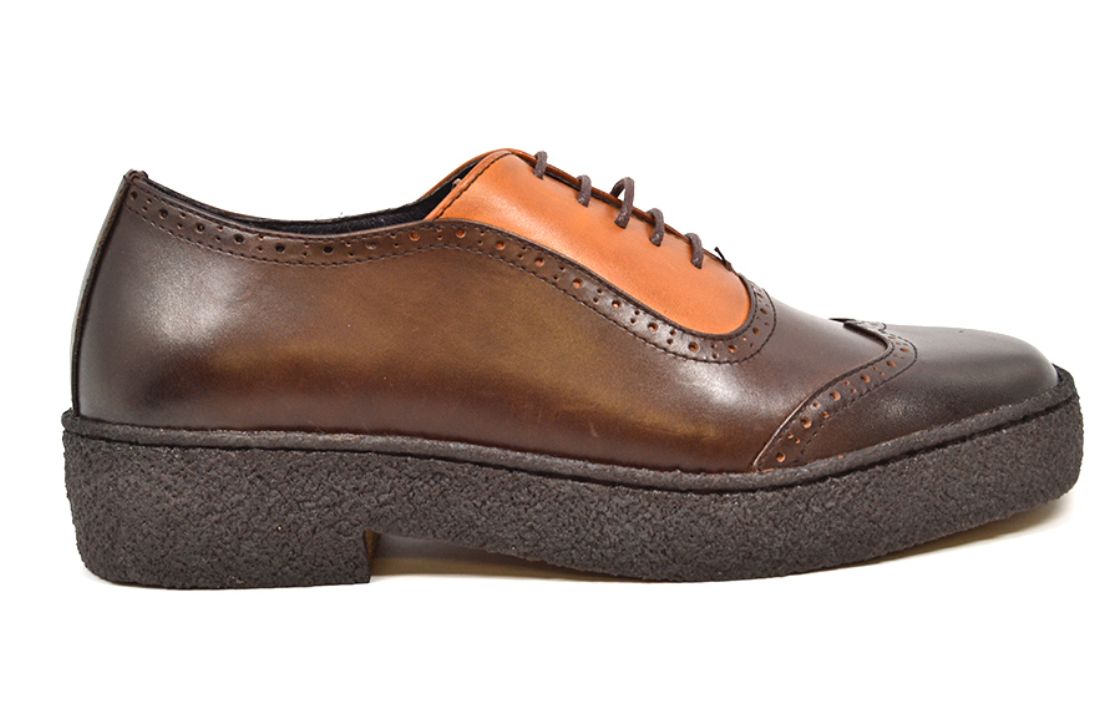 British Walkers Playboy Wingtip Men's Low Cut Brown and Rust Leather Shoes view 2