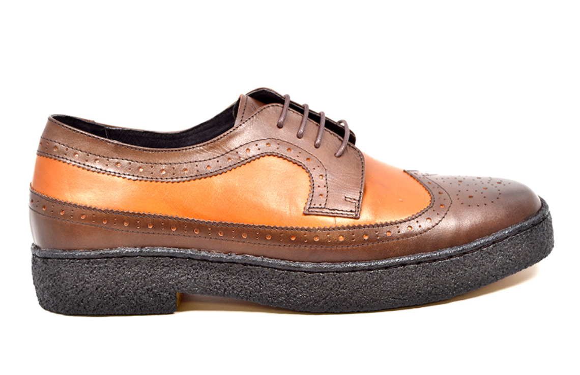 British Walkers Playboy Wingtip Men's Two Tone Low Cut Tan and Brown Shoes view 2