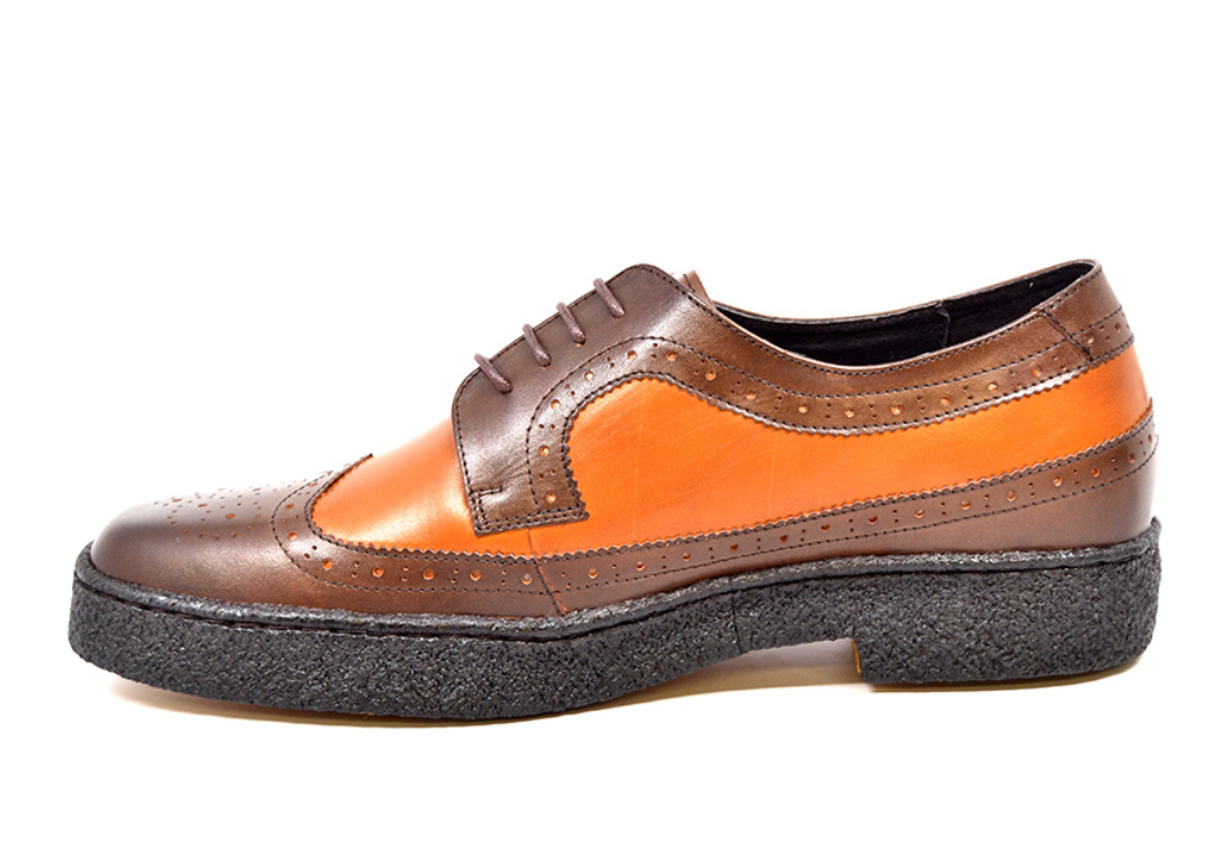 British Walkers Playboy Wingtip Men's Two Tone Low Cut Tan and Brown Shoes view 3
