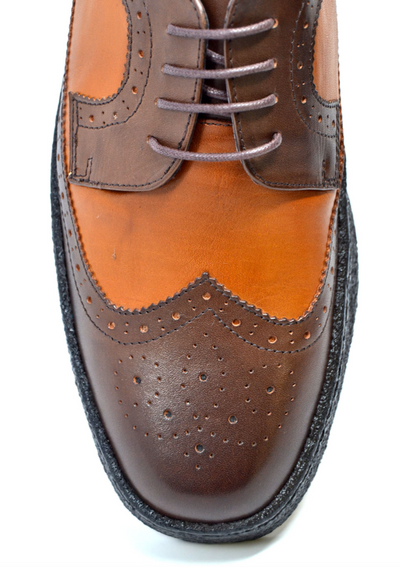 British Walkers Playboy Wingtip Men's Two Tone Low Cut Tan and Brown Shoes view 4
