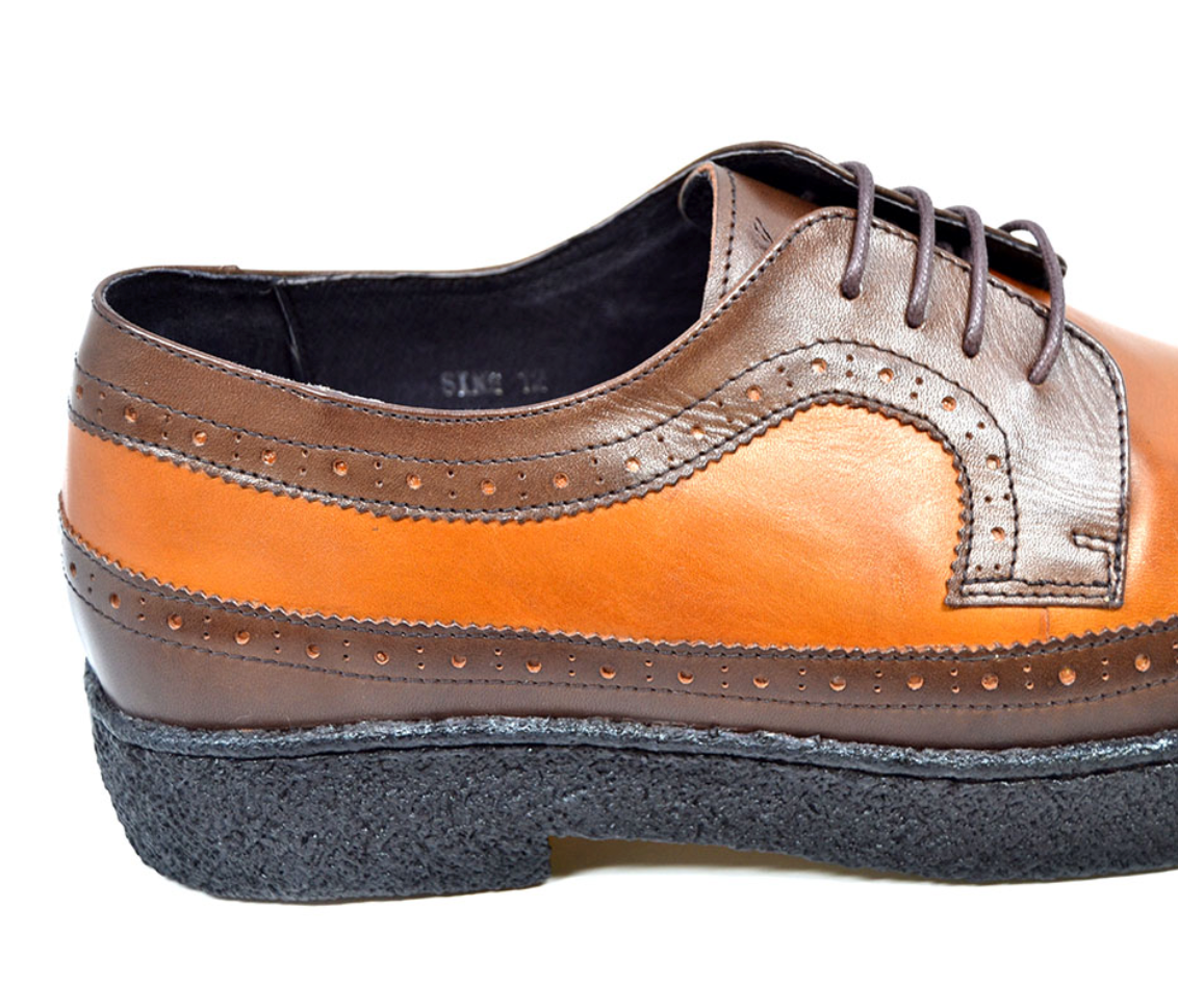 British Walkers Playboy Wingtip Men's Two Tone Low Cut Tan and Brown Shoes view 5