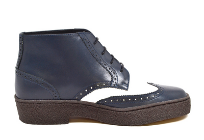 British Walkers Playboy Wingtip Men's Two Tone Navy and White Leather Shoes view 2