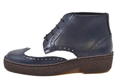 British Walkers Playboy Wingtip Men's Two Tone Navy and White Leather Shoes view 3