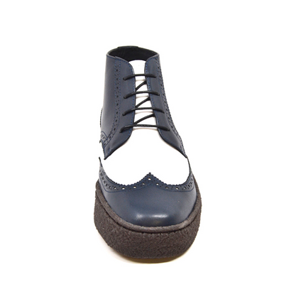 British Walkers Playboy Wingtip Men's Two Tone Navy and White Leather Shoes view 5