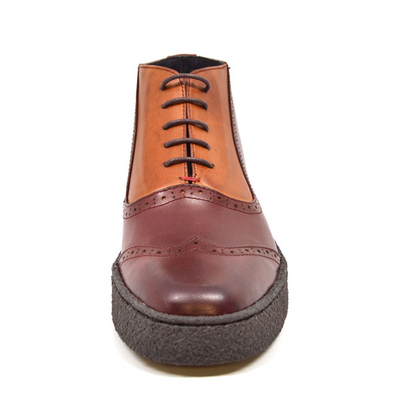 British Walkers Playboy Wingtip 1 Men's Two Tone Oxblood and Tan Leather Shoes view 4