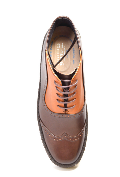 British Walkers Playboy Wingtip 3 Men's Two Tone Tan and Brown Leather Shoes view 2