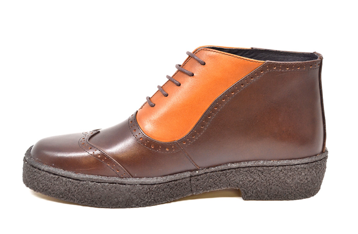 British Walkers Playboy Wingtip 3 Men's Two Tone Tan and Brown Leather Shoes view 6