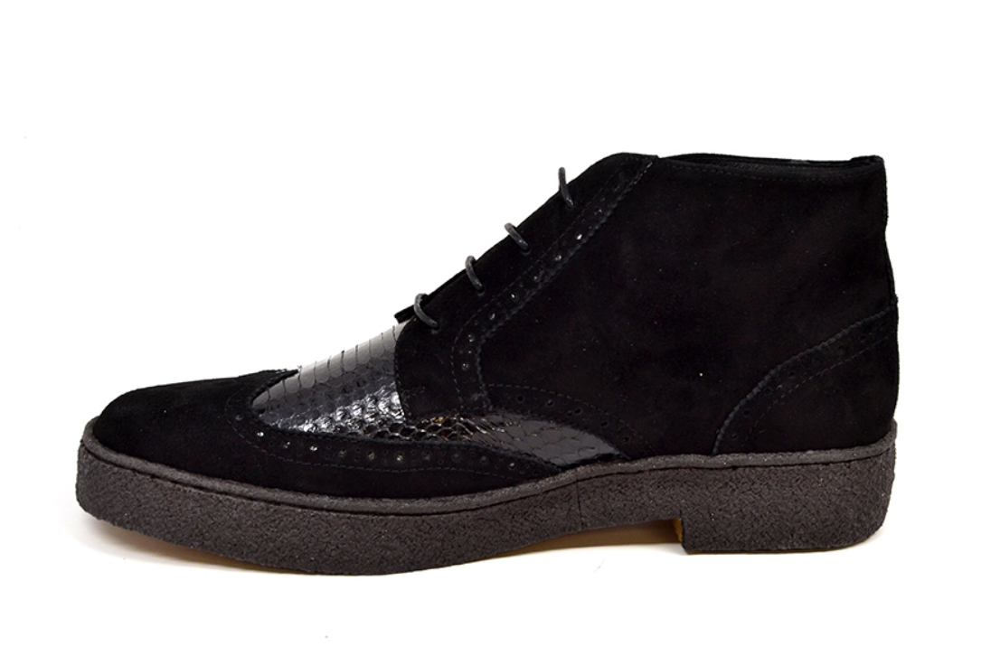 British Walkers Playboy Wingtip Men's Limited Edition Black Snake Skin and Suede Shoes view 3