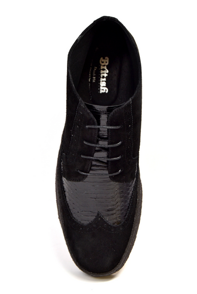 British Walkers Playboy Wingtip Men's Limited Edition Black Snake Skin and Suede Shoes view 4