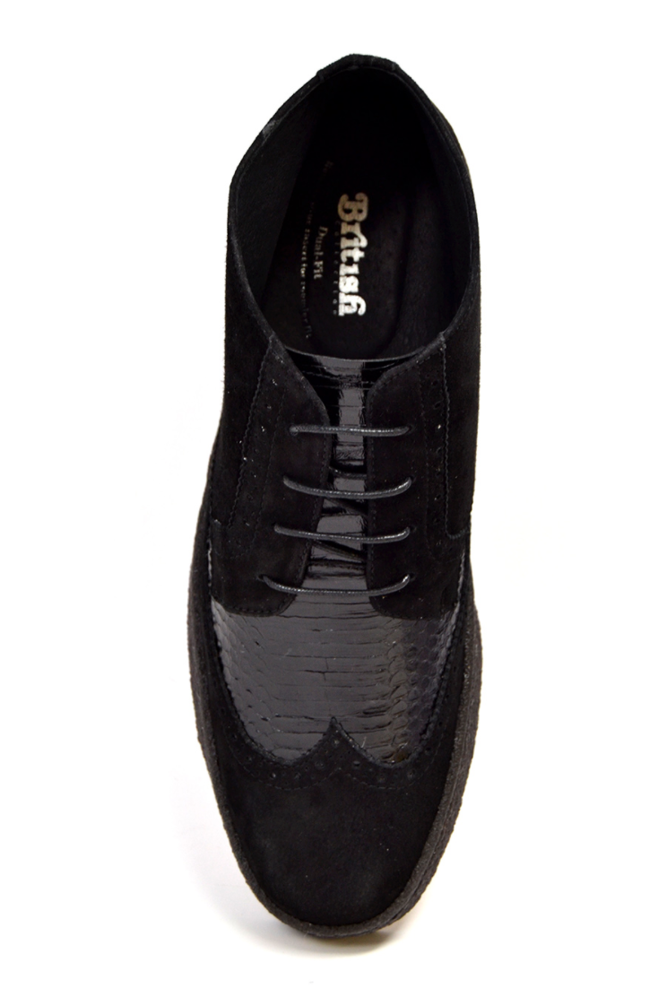 British Walkers Playboy Wingtip Men's Limited Edition Black Snake Skin and Suede Shoes view 4