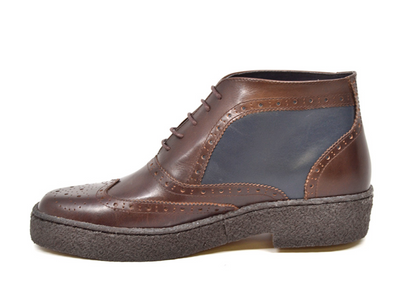 British Walkers Playboy Wingtip Men's Two Tone Brown and Navy Leather Shoes view 2