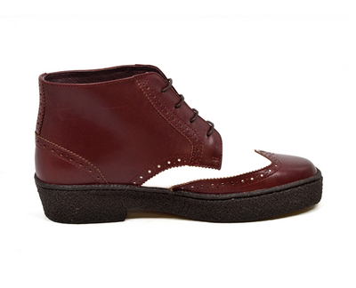 British Walkers Playboy Wingtip Men's Two Tone Burgundy and White Leather Shoes view 3