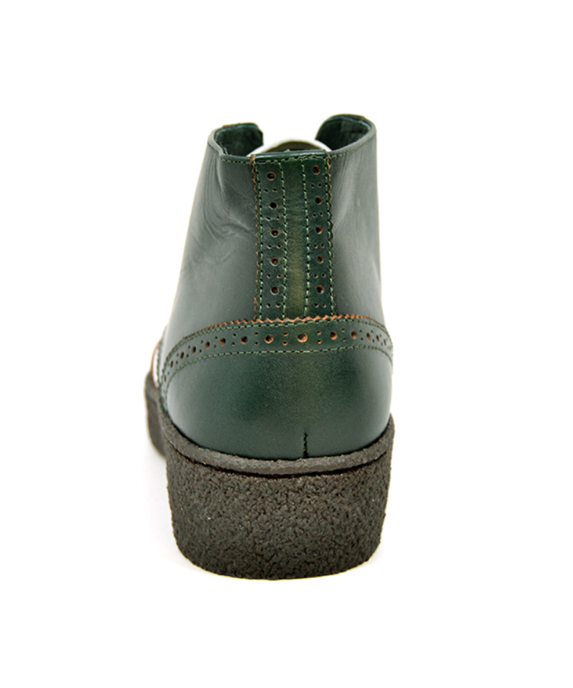 British Walkers Playboy Wingtip Men's Custom Two Tone Green and White Leather Shoes view 5