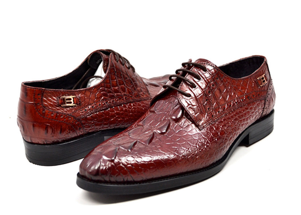 British Walkers Elegance Men's Black Croc Leather Dress Shoes view 9