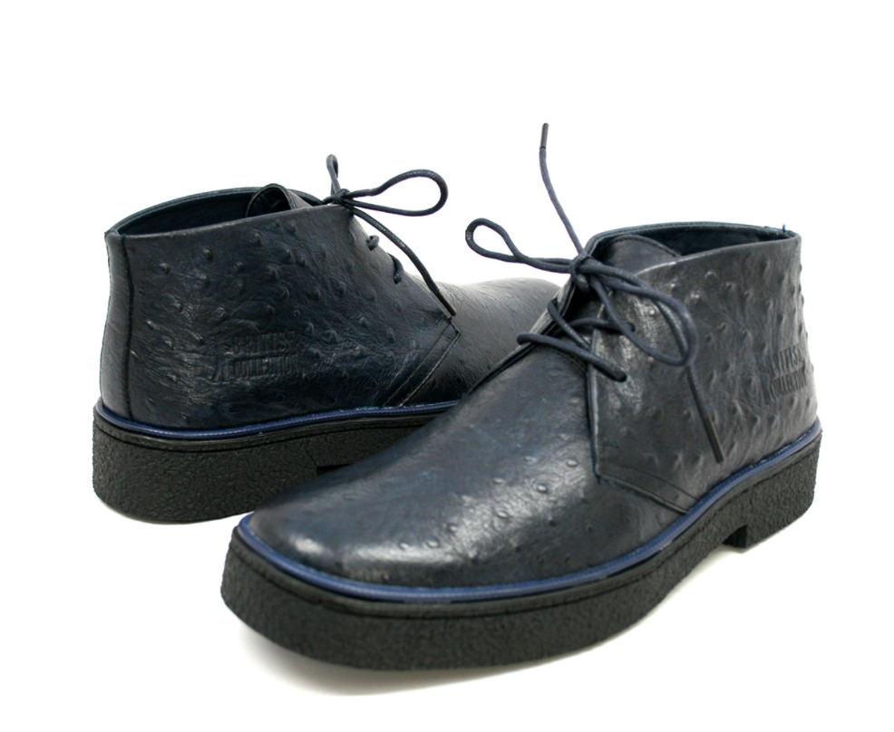 British Walkers Playboy Men's Light Blue Genuine Ostrich Leather Wingtip Shoes view 33