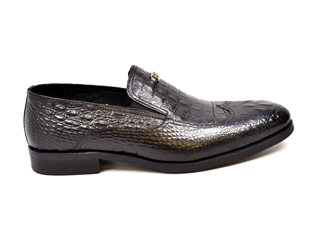 British Walkers Shiraz Men's Black Croc Leather Dress Shoes view 5