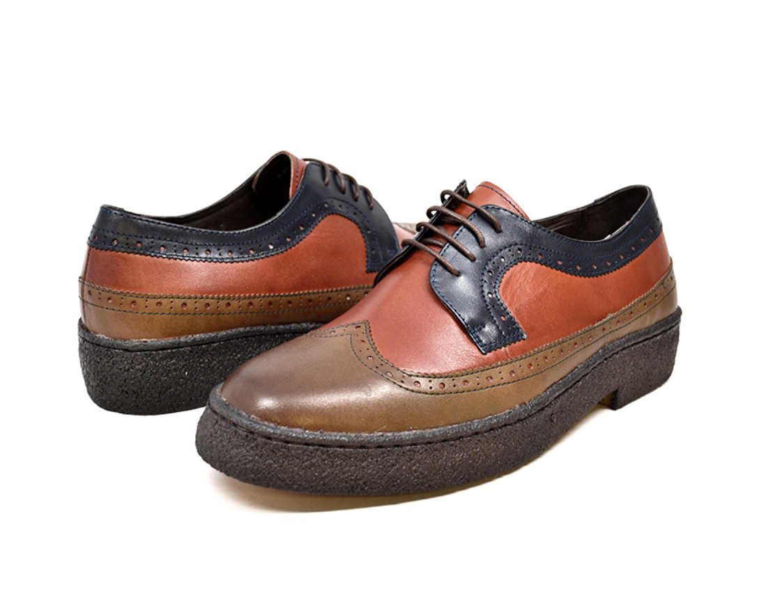British Walkers Playboy Wingtip Men's Three Tone Low Cut Multi Color Leather Lace Up Shoes view 8
