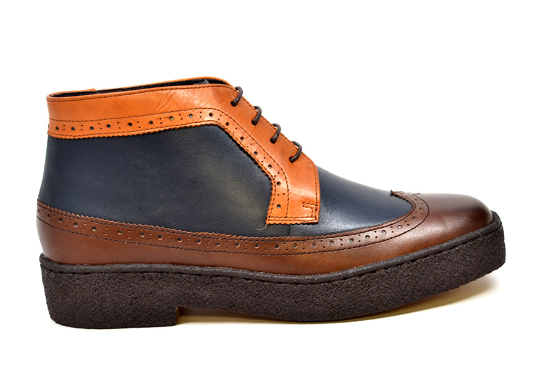 British Walkers Playboy Wingtip Men's Three Tone Brown Combo Shoes view 2