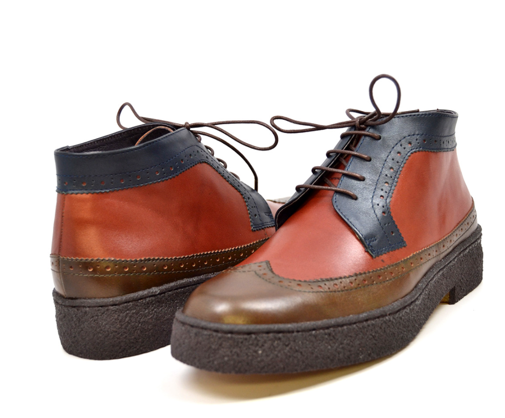 British Walkers Playboy Wingtip Men's Three Tone Brown Combo Shoes view 9