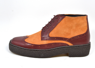 British Walkers Playboy Wingtip Men's Two Tone Burgundy and Rust Leather Shoes view 3