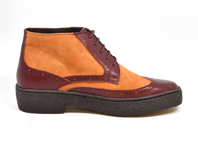 British Walkers Playboy Wingtip Men's Two Tone Burgundy and Rust Leather Shoes view 4