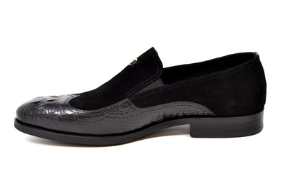 British Walkers Shiraz Men's Black Croc Leather and Suede Dress Shoes view 5