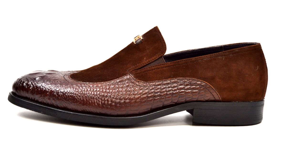 British Walkers Shiraz Men's Black Croc Leather and Suede Dress Shoes view 11