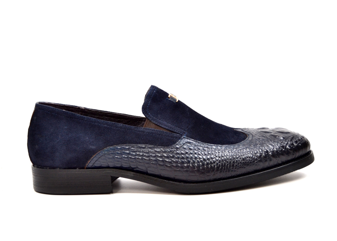 British Walkers Shiraz Men's Black Croc Leather and Suede Dress Shoes view 21