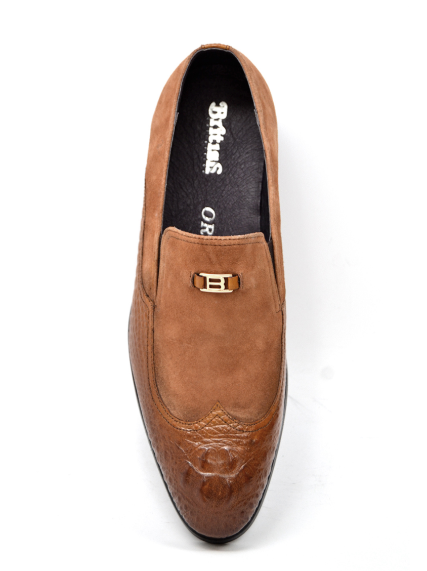 British Collection Shiraz Croc Leather & Suede Shoe - Elegant and Timeless